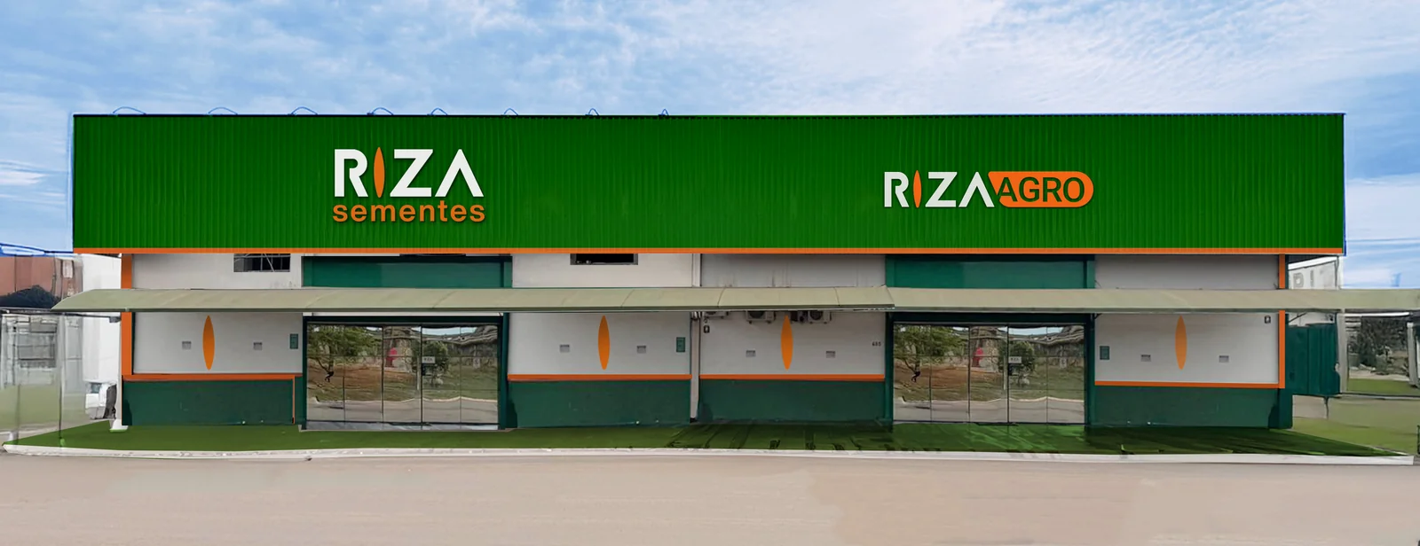 Riza logo on building facade